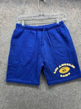 Vintage Los Angeles Rams Shorts Mens Small Blue NFL Bike Fleece Graphic 2000s
